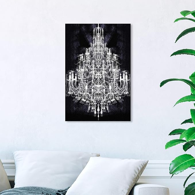 The Oliver Gal Artist Co. Fashion and Glam Wall Art Canvas Prints 'Montecarlo Crystal' Home Décor, 16 in x 24 in, White, Black