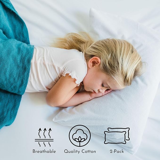 Little Sleepy Head Youth Pillow 16x22 - Soft & Hypoallergenic Bed Pillow Youth Pillows for Sleeping Age 5-10 - Snugly Designed Youth Neck Pillows for Travel, School and Bedtime - (2 Pack)