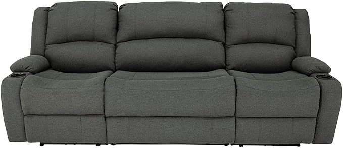 RecPro Charles Powered Double RV Wall Hugger Recliner Sofa | Loveseat | Furniture | Cloth (Fossil, 94")