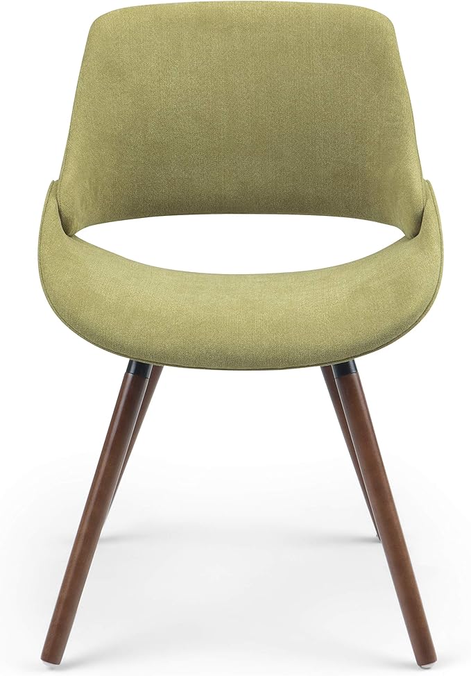 SIMPLIHOME Malden Dining Chairs - Upholstered Bentwood Frame and Woven Fabric Kitchen Chair in Acid Green, Modern Dining Room Seating with Curved Contoured Back, Walnut Veneer Legs and Padded Seat