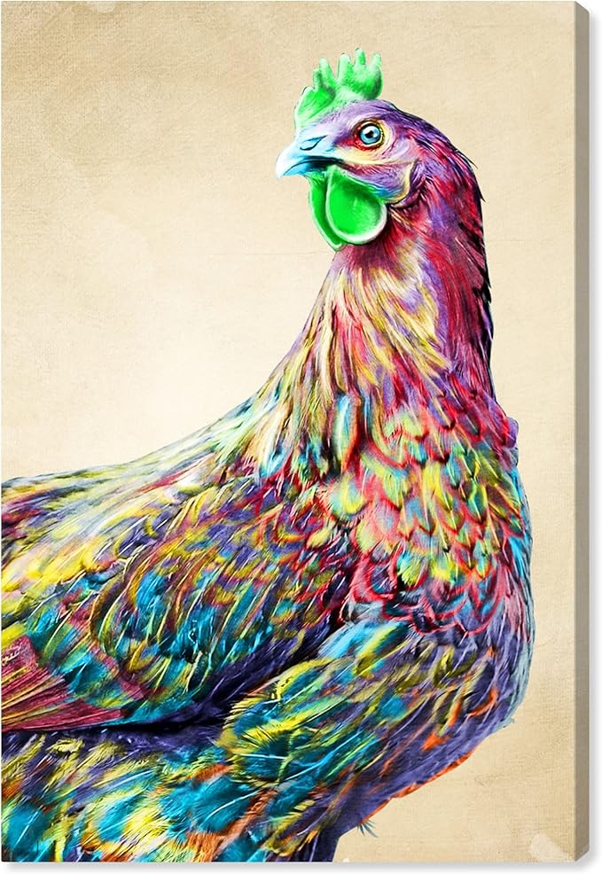 The Oliver Gal Artist Co. Fun Colorful Glam Rooster Canvas Art, 20" x 20"
