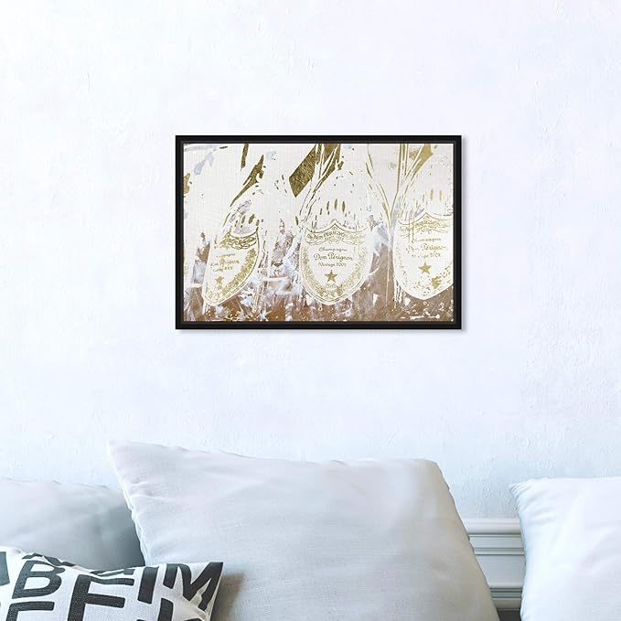 The Oliver Gal Artist Co. Drinks and Spirits Framed Wall Art Canvas Prints 'Champagne Showers' Champagne