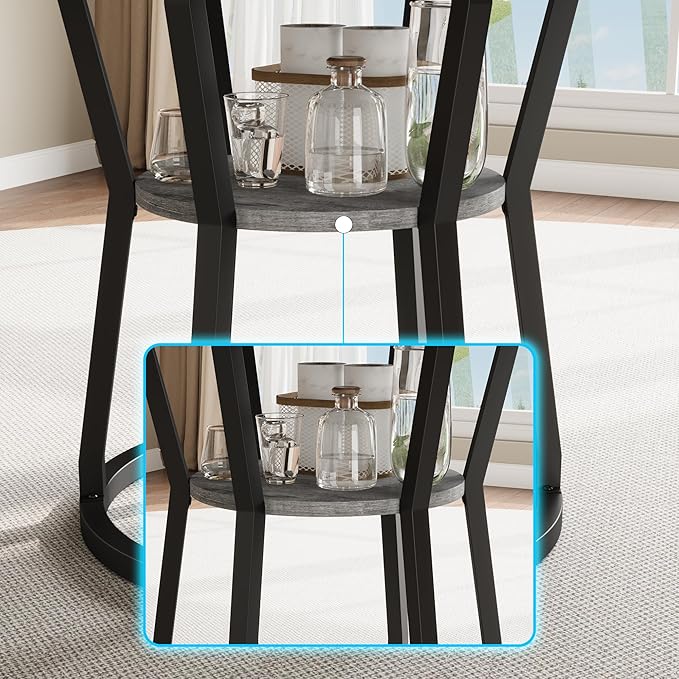 Garvee Round Dining Table for 4-6, 42" Farmhouse Kitchen Table with Storage, Circle Dinner Tables for Kitchen, Dining Room, Living Room, Meeting Room, Apartment