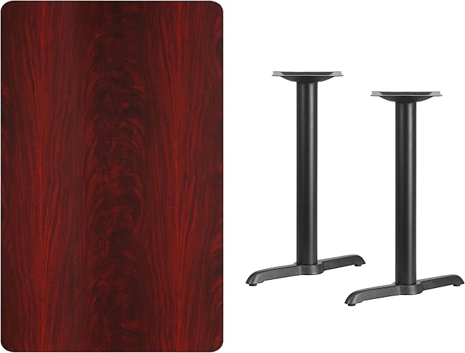 Flash Furniture 30'' x 48'' Rectangular Mahogany Laminate Table Top with 5'' x 22'' Table Height Bases