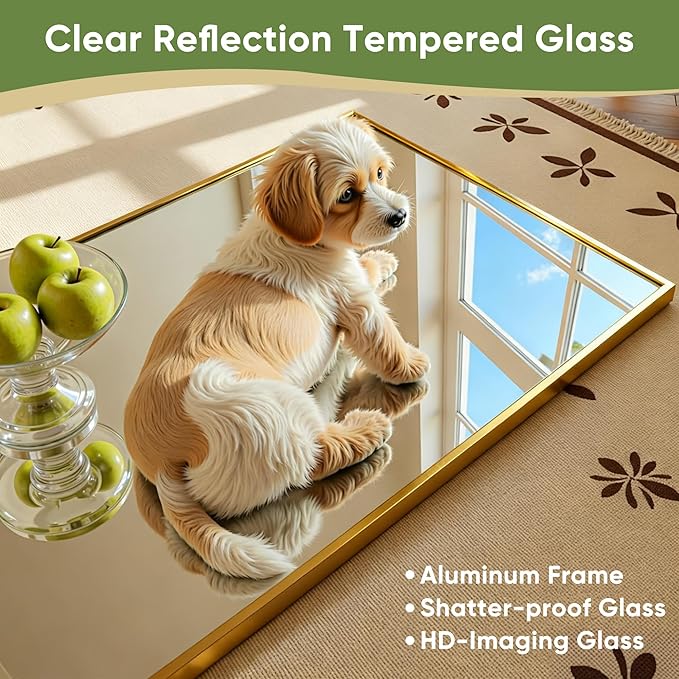 Full Length Mirror, 71"x28" Full Body Mirror, Floor Mirrors with Stand, Body Mirrors Standing Hanging Leaning Against Wall,Aluminum Frame Mirrors for Bedroom Cloakroom,Living Room,Gold