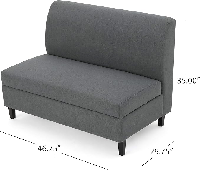GDFStudio Christopher Knight Home Tovah Fabric Storage Loveseat, Charcoal