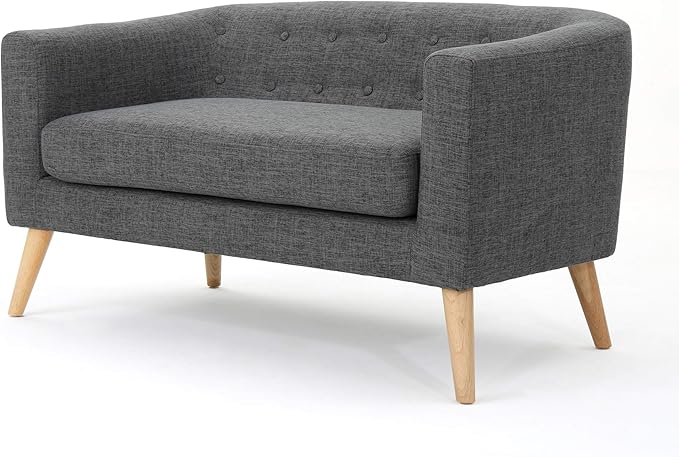 Christopher Knight Home Bridie Mid-Century Modern Loveseat, Grey Fabric