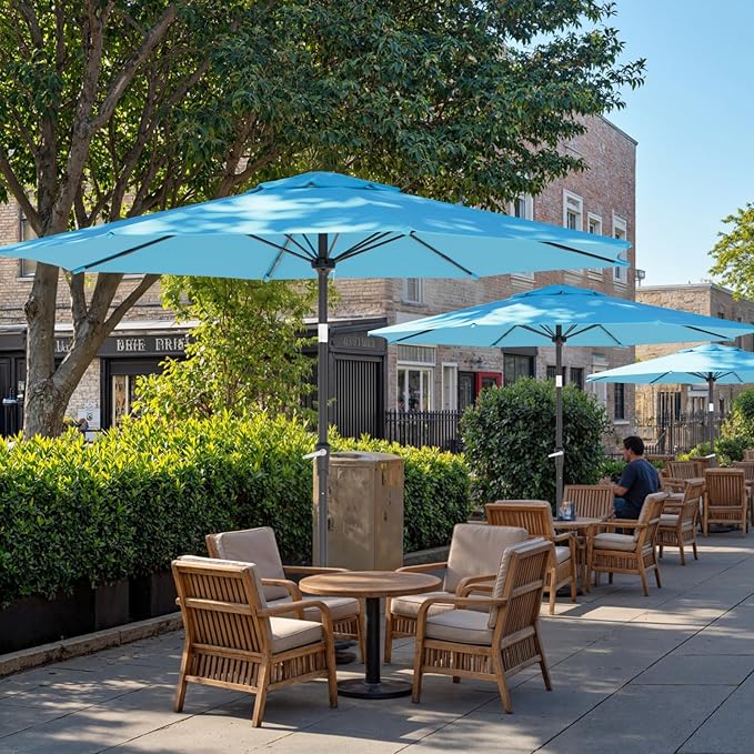 Sannwsg Outdoor Patio Umbrella,Table Umbrella with Push Button Tilt and Crank,Market Umbrella with 8 Sturdy Ribs,Yard Umbrella