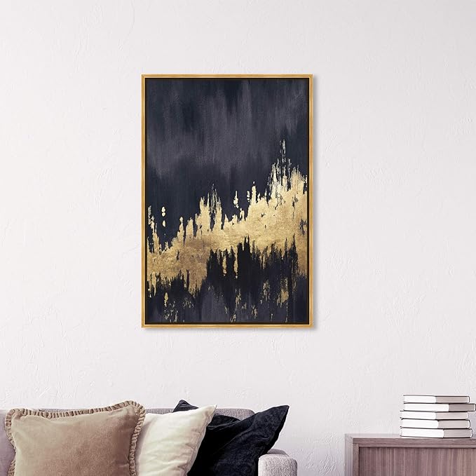 The Oliver Gal Artist Co. Modern 36 in x 24 in, Late Night Sky, Canvas Wall Art, Living Room, Black