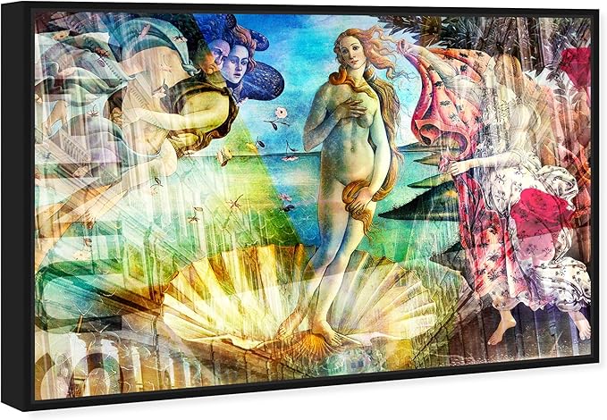 The Oliver Gal Artist Co. Spiritual and Religious Wall Art Framed Canvas Prints 'Birth of Venus - Botticelli' Zodiac