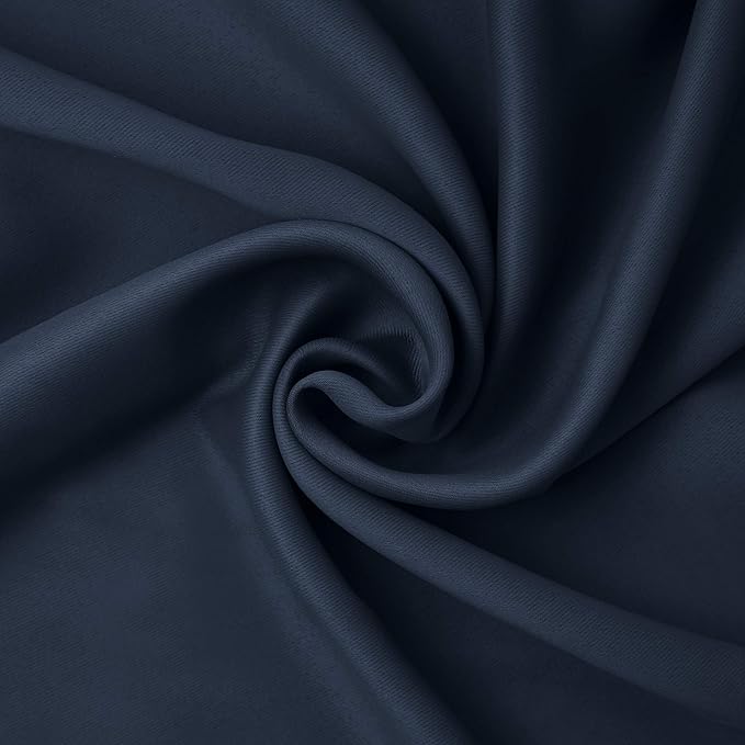 Sun Zero Nordic 2-pack Theater Grade Extreme 100% Blackout Grommet Curtain Panel Pair, 52" x 108", Navy Blue