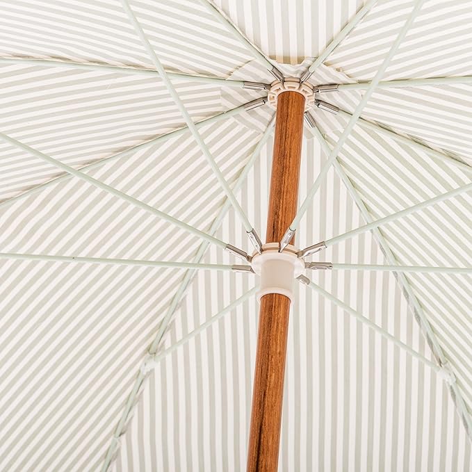 Business & Pleasure Co. Rio Umbrella Scalloped Brim For Beach, Patio or Picnic - 6' Boho Beach Umbrella, 7' Tall Wood Pole, UPF 50+