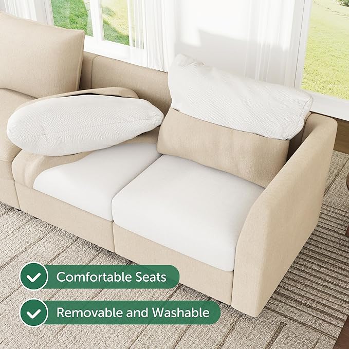 HONBAY Modular Sectional Sofa Couch with Storage, Modern U Shaped Sectional Sofa, Convertible Couches for Living Room - Beige