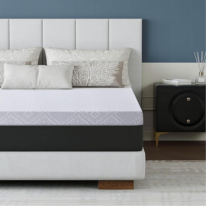 MLILY EGOHOME 10 Inch King Mattress, Charcoal Gel Cooling Memory Foam Mattress in a Box, Medium Fiberglass Free Mattresses, CertiPUR-US Certified, Grey