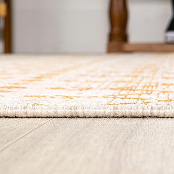JONATHAN Y Moroccan Geometric Indoor Outdoor Area Rug 4X6 Cream/Yellow, Ourika Textured Weave for Backyard, Patio, Porch, Easy-Cleaning, High Traffic, Pet-Friendly, Non-Shedding (SMB108J-4)