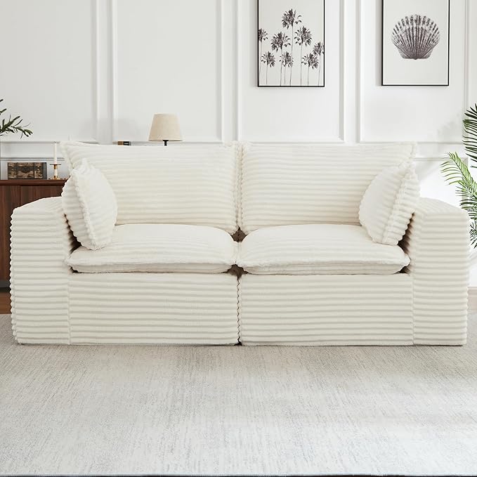 78.8" Cloud Loveseat Boneless Sofas for Living Room, 2 Seaters Modular Foam Cloud Sofa Couches, 2 Seat Compression Foam Couch with Headrests, No Assembly Required
