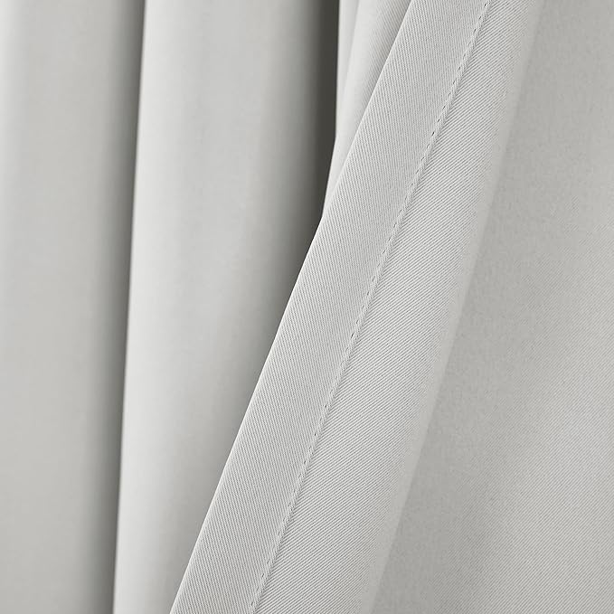 Lush Decor Insulated Grommet Blackout Window Curtain Panels, Pair, 52" W x 108" L, Light Gray - Classic Modern Design - Chic Window Decor - Long Curtains For Living Room, Bedroom, Or Dining Room