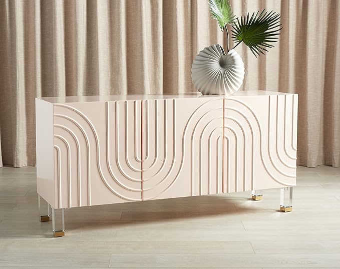 Safavieh Couture Home Saturn-Art Deco-Light Pink Acrylic 3-door Sideboard