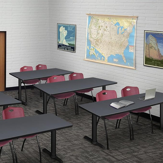 Regency Cain 66 x 24 in. Steel T-Base Training Seminar Table- Grey