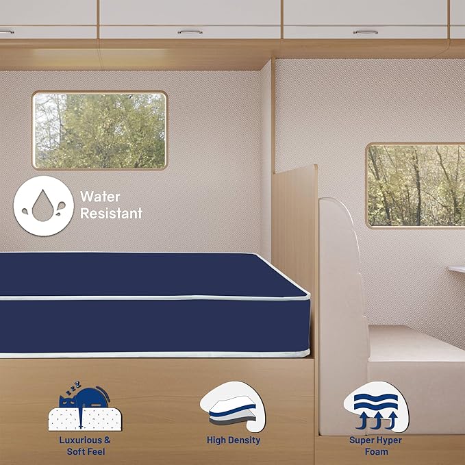 Greaton, 8-Inch Medium Firm Water-Resistance Foam Vinyl Mattress, Easy to Clean, Comfortable & Noise Free, 72" x 30", Blue