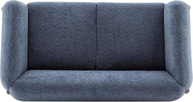 Christopher Knight Home Alma 63" Boucle Loveseat with Wood Legs, 2 Seater Sofa Couches for Living Room, Upholstered Couch Chair, Soft Seating Lounge Sofa Chair, Cozy Loveseat with Armrest, Navy Blue