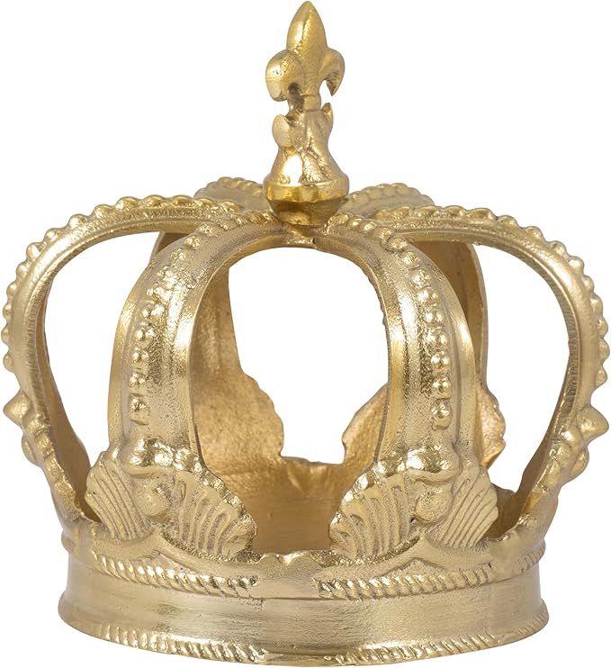 Sagebrook Home 7-Inch Gold Metal Crown Decor - Luxurious Aluminum Home Accent, Elegant Decorative Object for Royal Charm