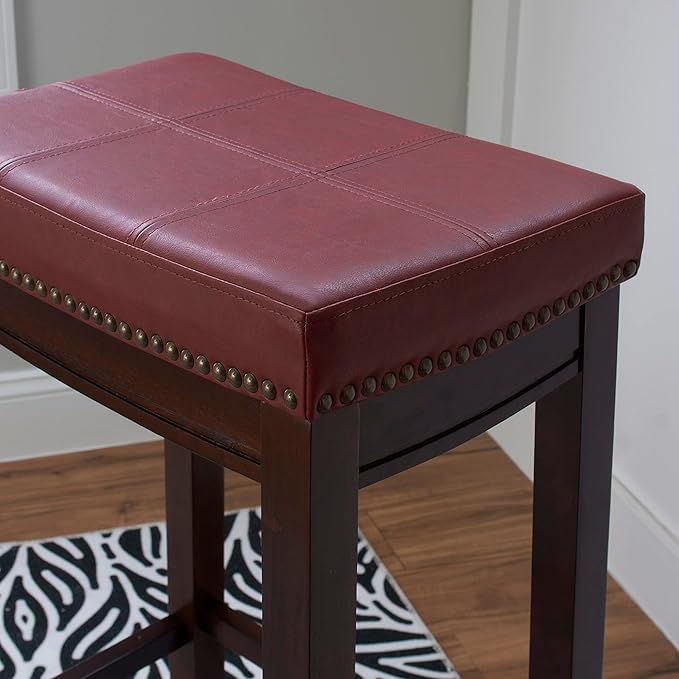 Linon Claridge Bar Stool, 32" x 18.75" x 13", Red