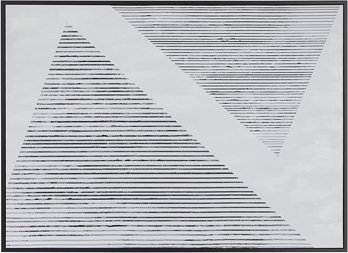 Deco 79 Canvas Geometric Framed Wall Art with Black Frame, 66" x 2" x 48", Black