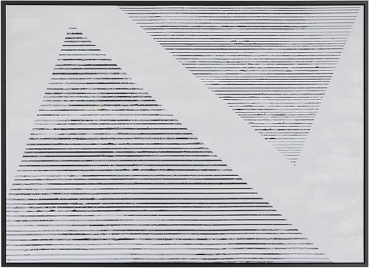 Deco 79 Canvas Geometric Framed Wall Art with Black Frame, 66" x 2" x 48", Black