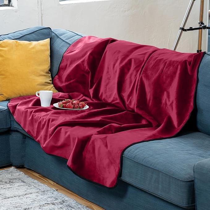 Avana Waterproof Throw - Sensual Blanket for Adults - Made in The USA - Regular Size, Micro-Velvet Red