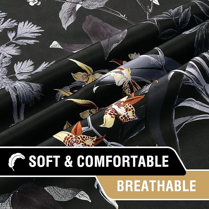 H.VERSAILTEX Blackout Curtains for Bedroom/Living Room Thermal Insulated Printed Curtain Drapes 63 Inches Long Energy Efficient Room Darkening Curtains Pair (2 Panels), Vintage Brocade