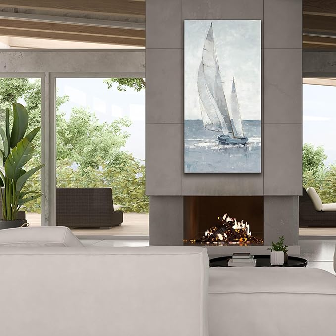 Epic Graffiti "Grey Seas I by Ethan Harper, Canvas Wall Art, 30"x60"