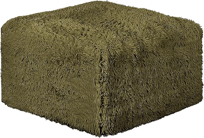 Furniture of America Havyn Modern Faux Fur 5-Seater L-Shaped Modular Armless Foam Sectional Sofa with Ottoman, Compressed Couch in a Box, No Assembly Required, for Living Room and Office, Olive Green