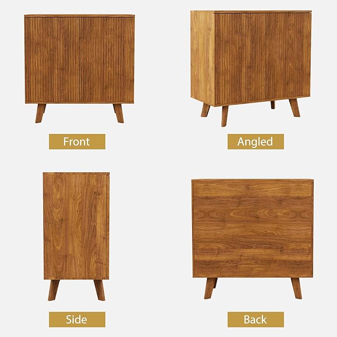 Set of 2 Sideboard Storage Cabinet with Doors and Shelves, Buffet Cabinet with Storage for Kitchen/Dinning room,Credenza Storage Cabinet for Living room/Entryway/Media/TV Console Table-walnut