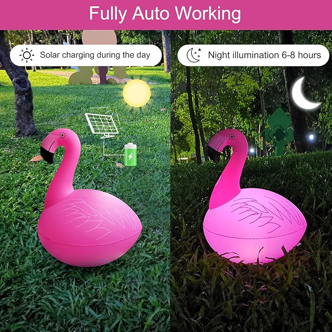 Solar Floating Lights 4PCS, Flamingo Floating Pool Lights Solar Powered, IP68 Waterproof Glow in The Dark LED Flamingo Pool Light for Garden, Yard, Patio, Party Decoration