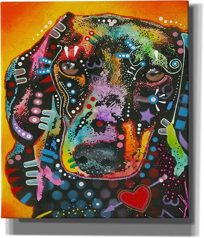 Epic Graffiti 'Brilliant Dachshund' by Dean Russo, Canvas Wall Art, 26"x30"