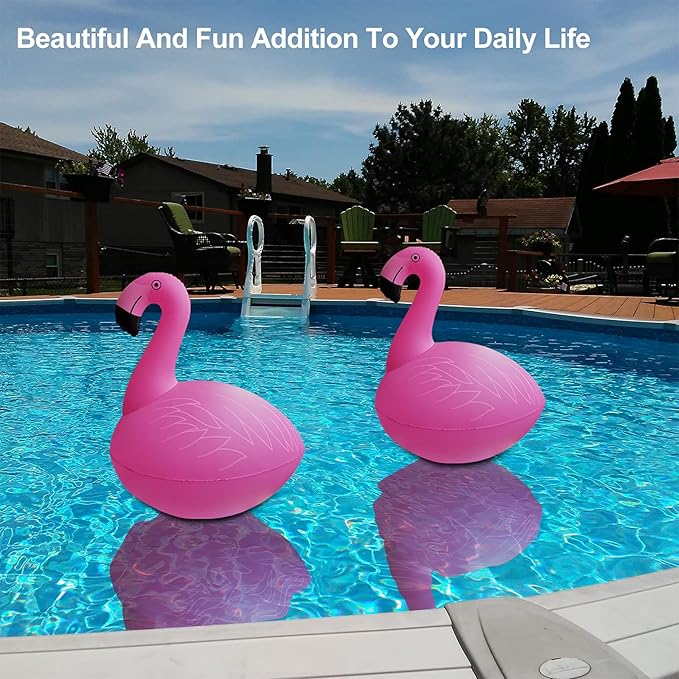 Floating Pool Lights Pack of 2, Solar Flamingo Pool Lights Waterproof, Glow in The Dark Solar Floating Pool Lights, Inflatable Floating Lights for Pool Wedding Party Decorations