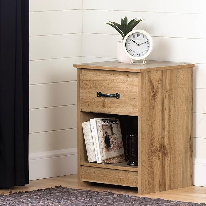 South Shore Tassio 1-Drawer Nightstand Nordik Oak, Farmhouse