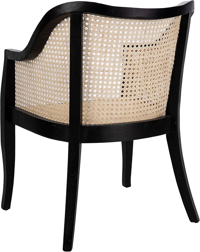 SAFAVIEH Home Collection - Maika Black & Natural Brown Solid Wood & Cane Rattan Dining Chair, Fully Assembled (DCH9500D)
