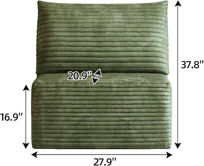 135" Corduroy Couch Sectional with Chaise, L Shape Boneless Cloud Couches for Living Room Bedroom, Modular Corner Couch, Fluffy Deep Seat Compression Sofa, Left Facing Chaise, No Assembly, Green