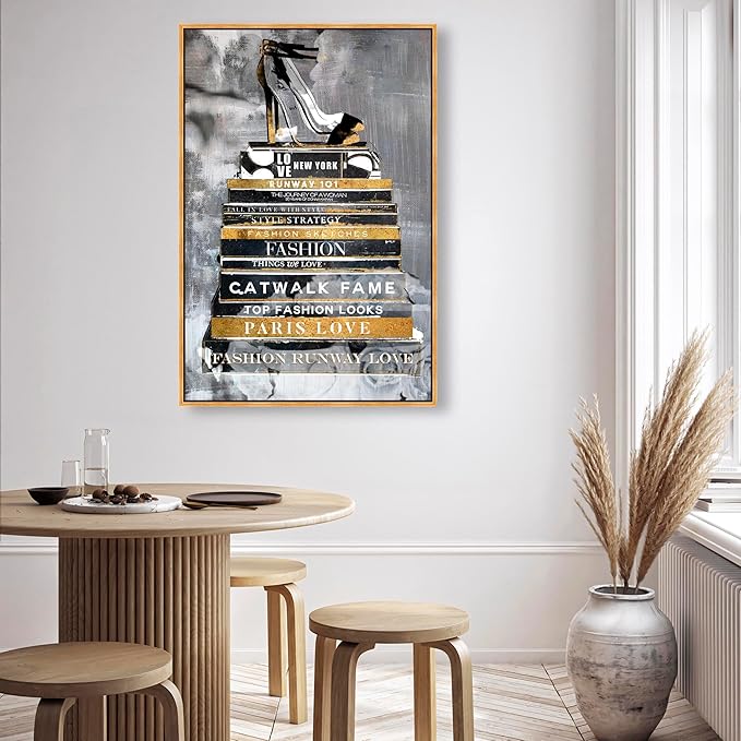 The Oliver Gal Artist Co. Fashion and Glam Wall Art Framed Canvas Prints 'Fashion Thoughts Noir Classic' Shoes