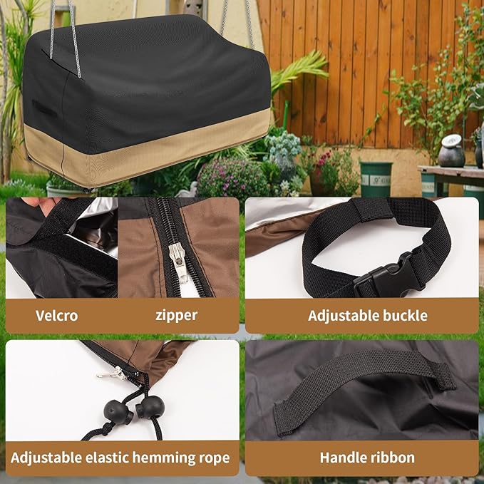 Hanging Porch Swing Cover Waterproof Outdoor Swing Chair Covers Tear Resistant Patio Swing Cover Replacement All Weather Proof Patio Furniture Covers (56 x 25 x 32 Inches)