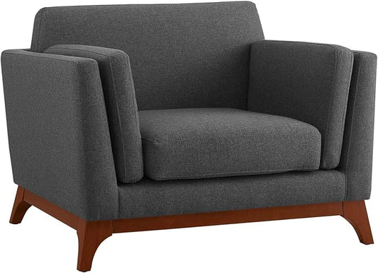 Modway Chance Mid-Century Modern Upholstered Fabric Accent Lounge Arm Chair In Gray