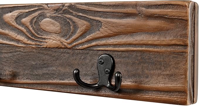 Alaterre Furniture Pomona Entryway Organizer – Modern Rustic 48-Inch Solid Wood Bench & Wall Mounted Coat Hook Set – Space-Saving Mudroom & Hallway Storage for Jackets, Bags & Shoes (Rustic Brown)