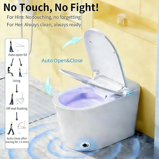 Smart Toilet with Bidet, UV-C Light, Auto Flush, Auto Open&Close, Blackout Flush, Heated Seat, Air Dryer, Modern Elongated Japanese One Piece Bidet for Bathrooms