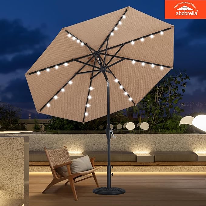 ABCCANOPY OLEFIN® 5-Year No Fading Patio Umbrella with Solar Lights (Land)