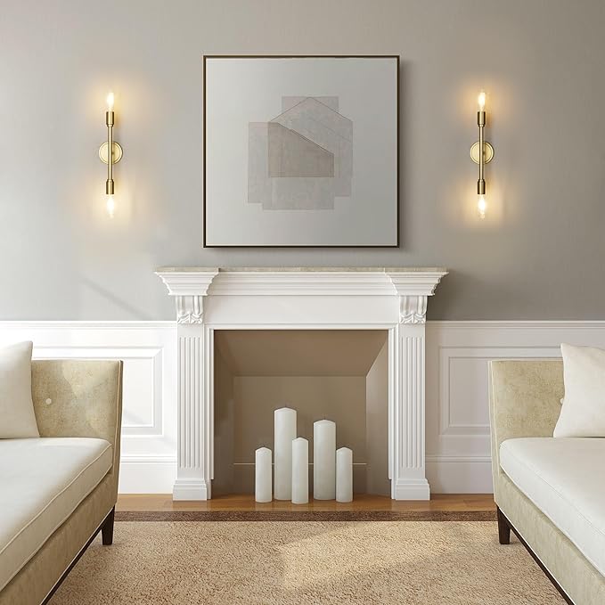 Phansthy Wall Sconces Set of Two, Modern Sconces Wall Lighting Fixtures, 2-Light Bathroom Light Over Mirror, Indoor Ceiling Light/Wall Light for Bedroom, Living Room (Antique 2 Pack)