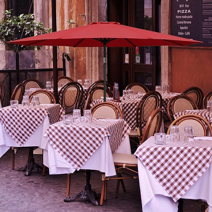 YSSOA 2 Pack 7.5' Patio Umbrella Outdoor Table Market Yard Umbrella with 6 Sturdy Ribs, Red