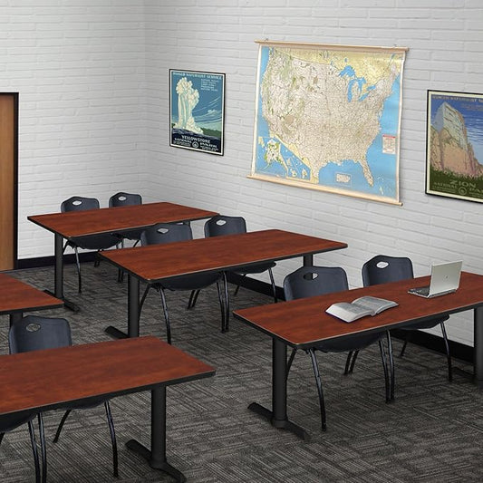 Regency Cain 66 x 24 in. Steel T-Base Training Seminar Table- Cherry