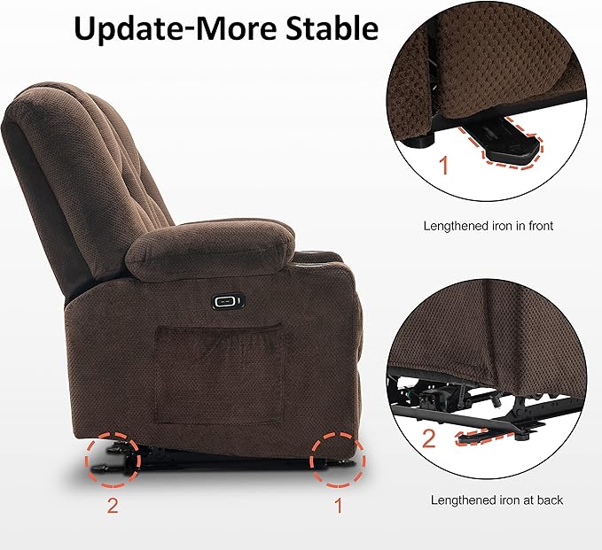 MCombo Zero Gravity 3 Seater Power Reclining Sofa with Console, Heat and Vibration Massage, Recliner Couch for Living Room, Fabric 6035SET (Brown, 3 Seater with Console)